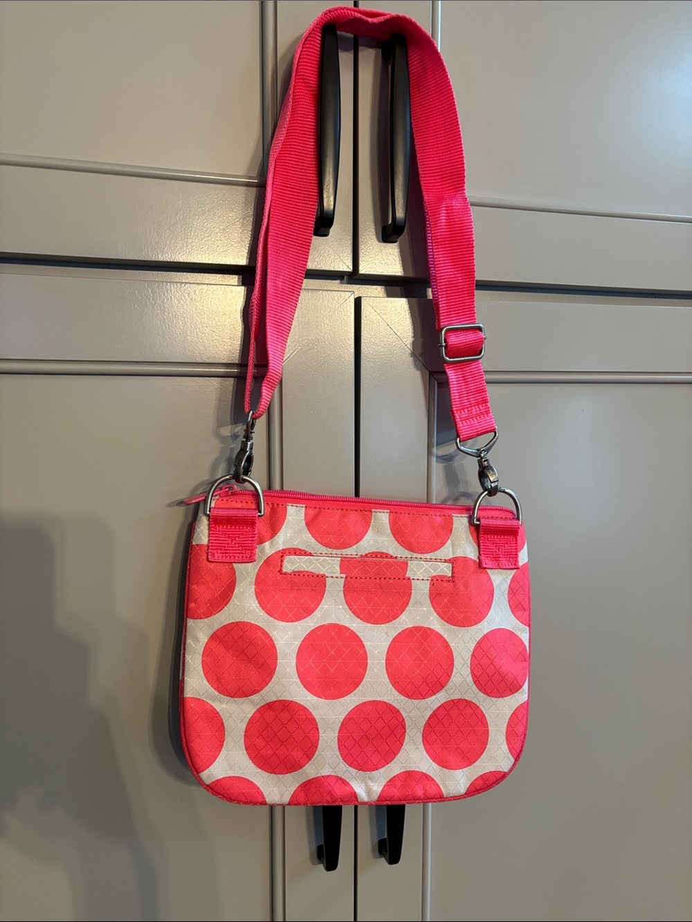 Thirty One Pink Polka Dot Crossbody Convertible Bag - Picture 2 of 6